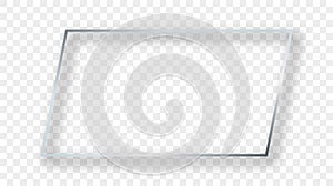 Silver glowing rectangular shape frame with shadow
