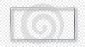Silver glowing rectangular shape frame with shadow