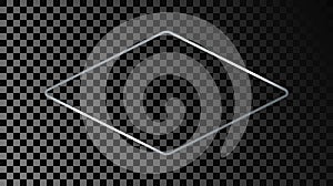 Silver glowing rounded rhombus shape frame