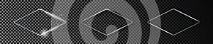 Silver glowing rounded rhombus shape frame