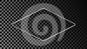 Silver glowing rounded rhombus shape frame