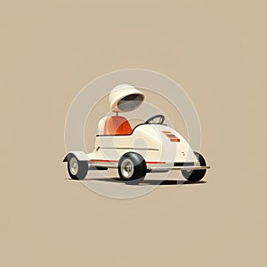 Silver Go-kart With Clean And Simple Designs In Annibale Carracci Style