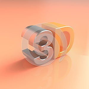 Silver and gold 3D logo. Peach Fuzz background color.