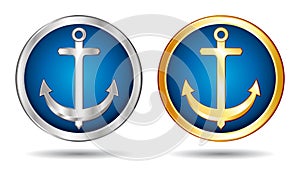 Silver and gold anchors icons.