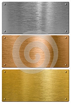 Silver, gold and bronze metal high quality plates