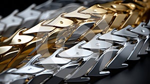 Silver, Gold, And Copper Chain Bracelets: Angular Abstraction In Cinema4d photo