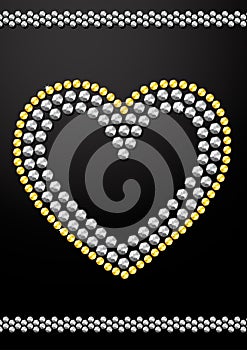 Silver and gold crystal sequins heart design