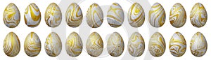 Silver and gold Easter Eggs Set, Silver trendy style eggs Set