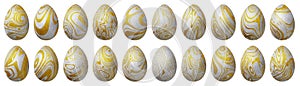 Silver and gold Easter Eggs Set, Silver trendy style eggs Set