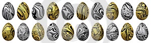 Silver and gold Easter Eggs Set, Silver trendy style eggs Set