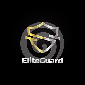 Silver and Gold Elite Shield Logo Template