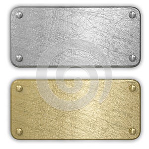 Silver and gold metal plates