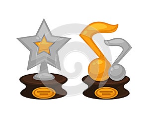 Silver and gold musicians prizes and awards vector
