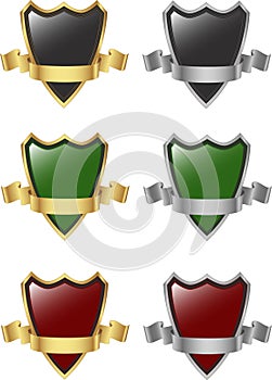 Silver and gold shield and ribbon