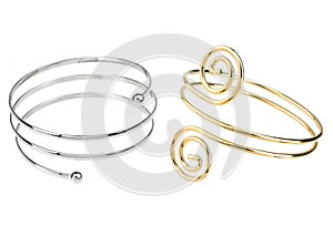 Silver and golden bracelets