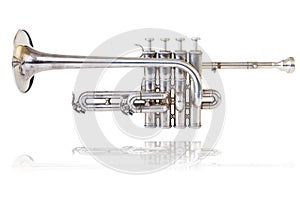 Silver golden piccolo trumpet photo