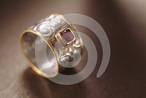 Silver and golden ring photo