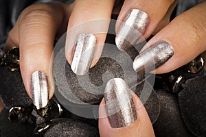 Silver gray nails