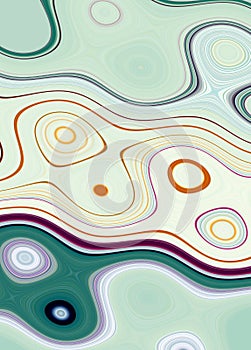 Silver green gold fluid shapes lines, hypnotic blurred creative design