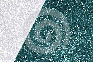 Silver and green tidewater defocused glitter backround