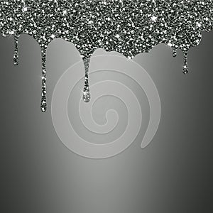 Silver grey background dripping glitter texture