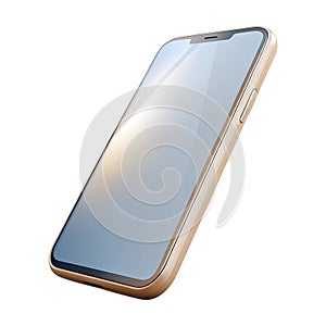 Silver grey mobile phone. 3d rendering isolated on white background. Cartoon plastic style icon