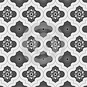 Silver grey Morocco floral repeating pattern