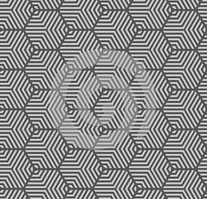 Silver on grey multi hexagonal line pattern seamless repeat background