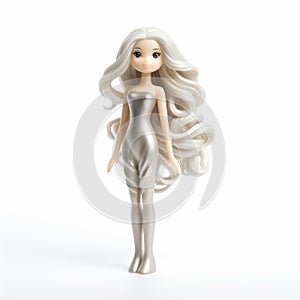 Silver-haired Doll With Long Wavy Hair - Cartoon Figurine For Aurorapunk Enthusiasts