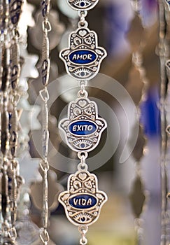 Silver hamsa on bazaar photo