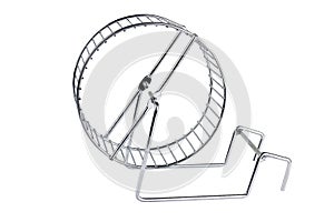 Silver hamster wheel on white background