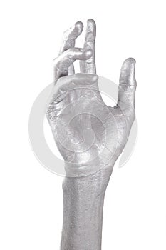 Silver hand in graceful gesture