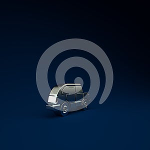 Silver Hatchback car icon isolated on blue background. Minimalism concept. 3d illustration 3D render