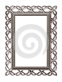 Silver heart frame for paintings, mirrors or photo isolated on white background