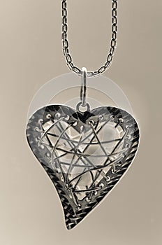 Silver heart pedant on the chain