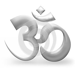 Silver Hinduism om symbol icon isolated on a white background. vector illustration