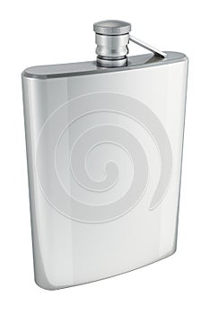 Silver Hip Flask, 3D rendering