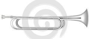 Silver horn icon, realistic style