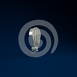 Silver Hot air balloon icon isolated on blue background. Air transport for travel. Minimalism concept. 3d illustration