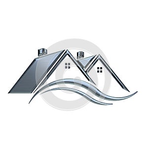Silver houses real estate logo