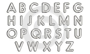 Silver inflatable balloons letters isolated