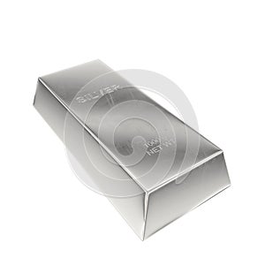 Silver ingot isolated on a white background, 3D rendering