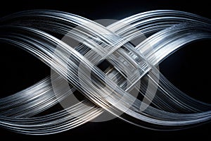 Silver intersecting streamlines on black background