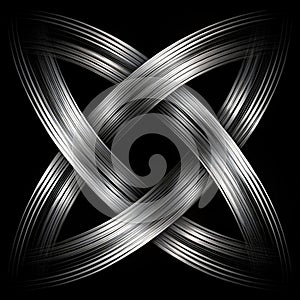 Silver Intersecting Streamlines on Black Background