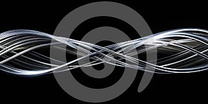 Silver Intersecting Streamlines on Black Background