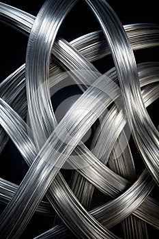 Silver Intersecting Streamlines on Black Background