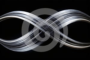 Silver Intersecting Streamlines on Black Background