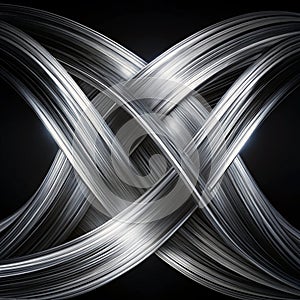 Silver intersecting streamlines on black background
