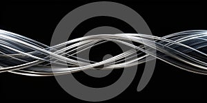 Silver intersecting streamlines on black background