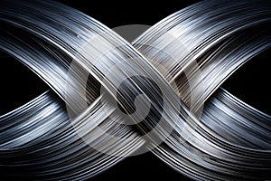 Silver intersecting streamlines on black background